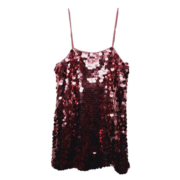 A New Day Big Sequin Slip Dress S Mini Party Prom Shift Paillette Swiftie HOCO - Picture 1 of 9